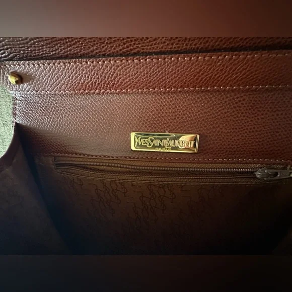 Authentic Yves Saint Laurent Studded Brown Shoulder Bag excellent like new YSL - Picture 5 of 14